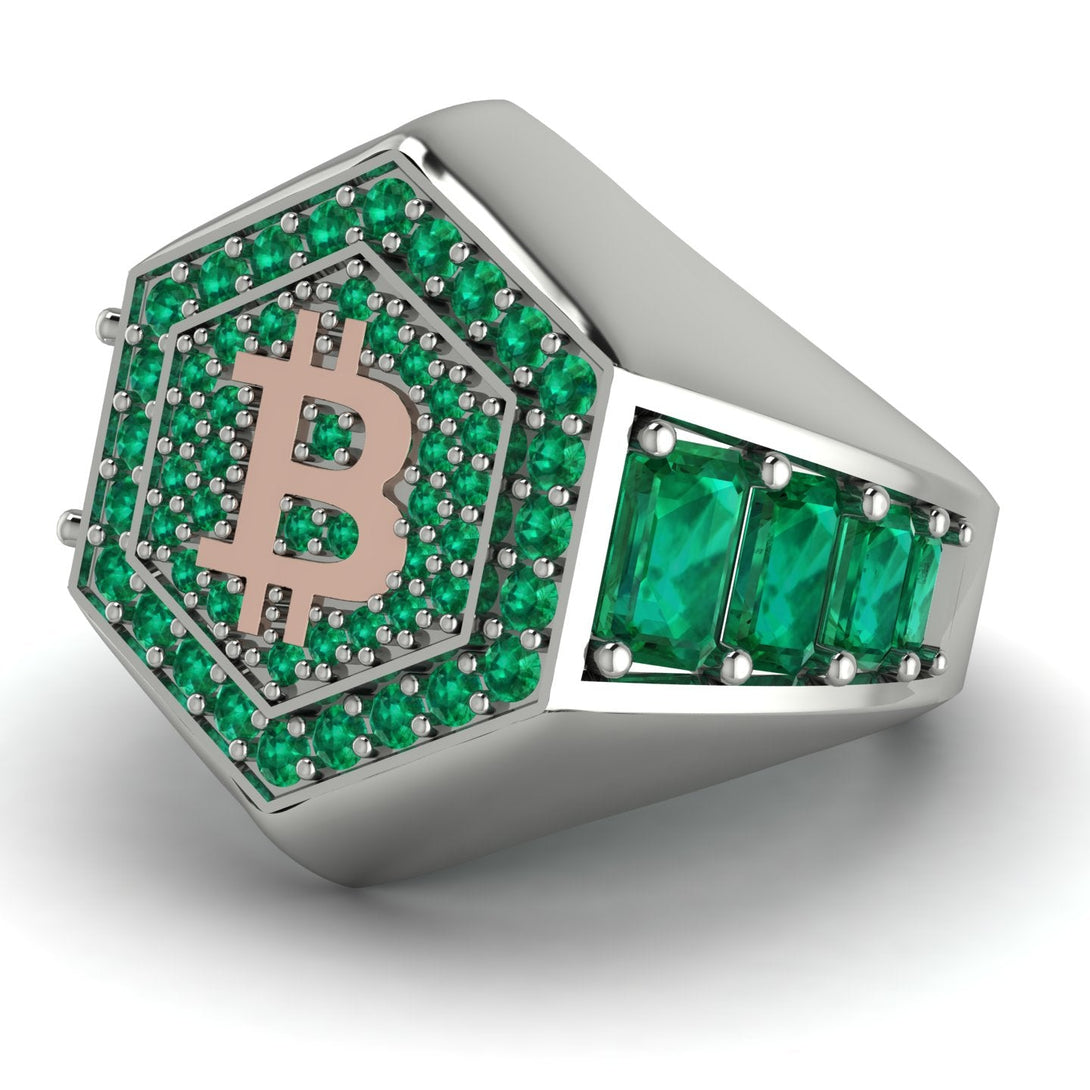 Bitcoin Emerald Signet Ring - Axel No. 15