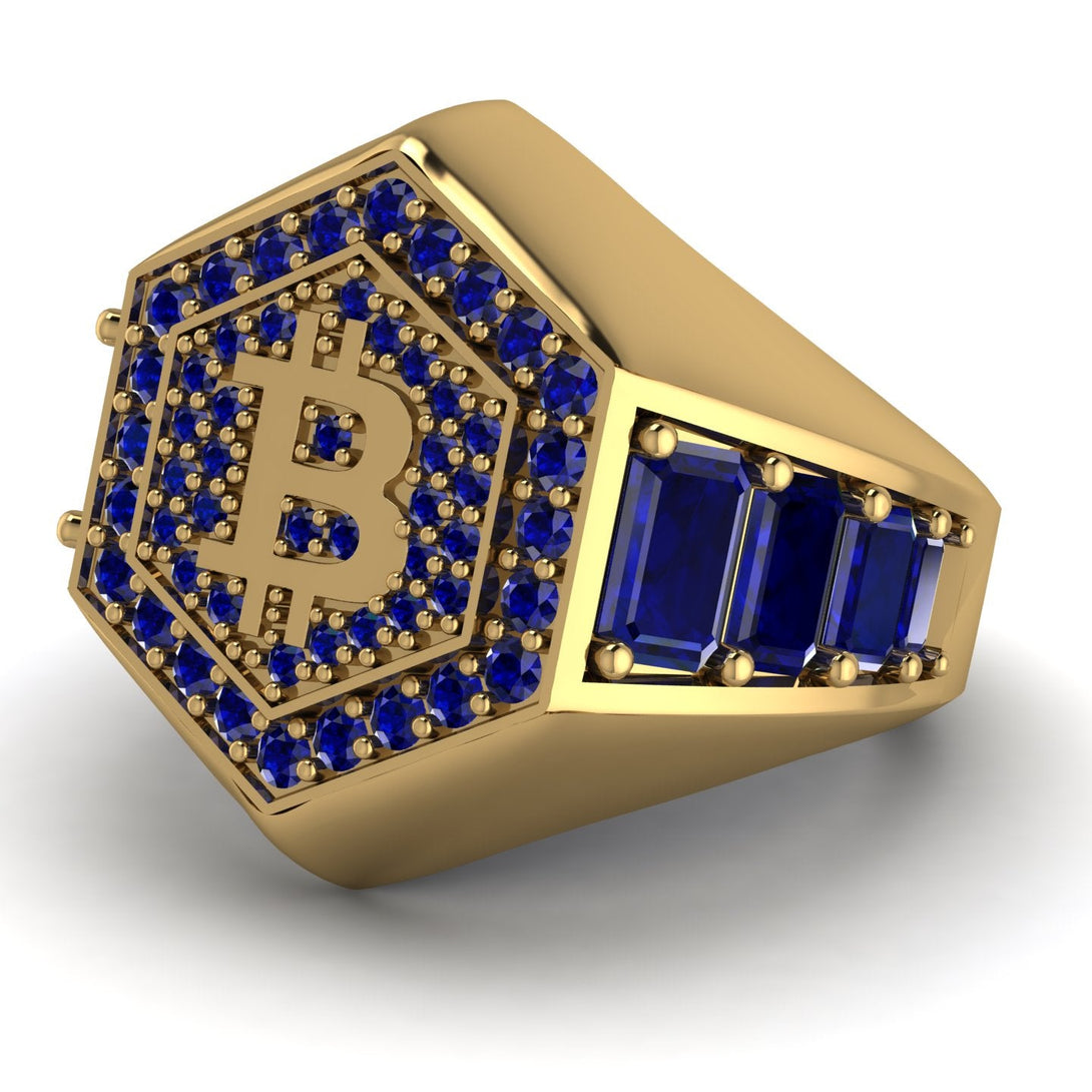 Bitcoin Sapphire Signet Ring - Axel No. 37