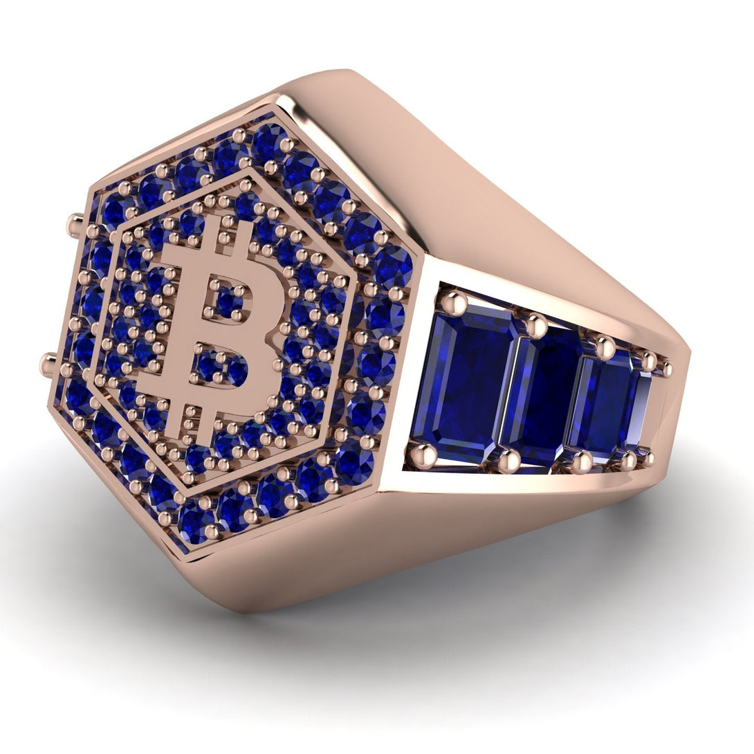 Bitcoin Sapphire Signet Ring - Axel No. 41