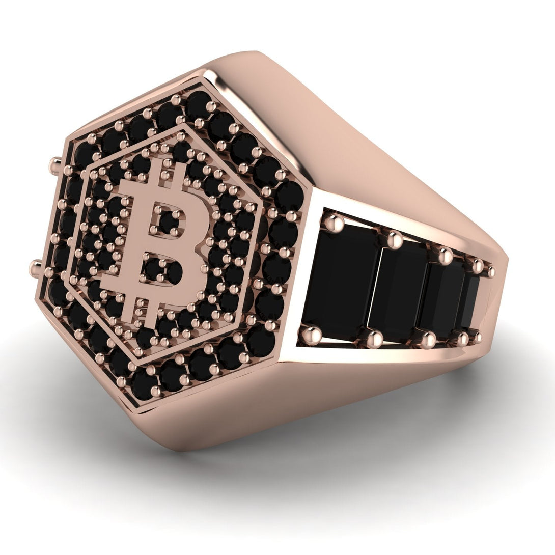 Bitcoin Black Diamond Signet Ring - Axel No. 23