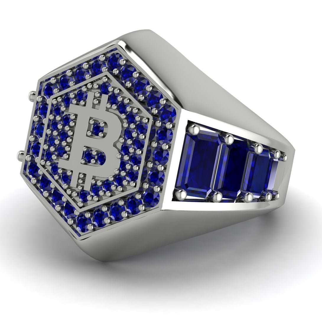 Bitcoin Sapphire Signet Ring - Axel No. 45