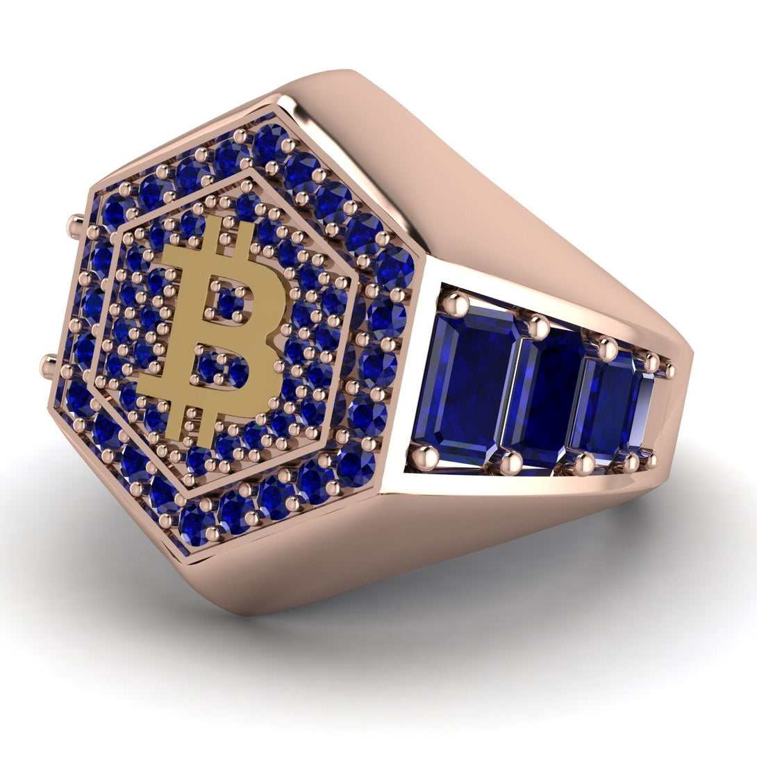 Bitcoin Sapphire Signet Ring - Axel No. 38