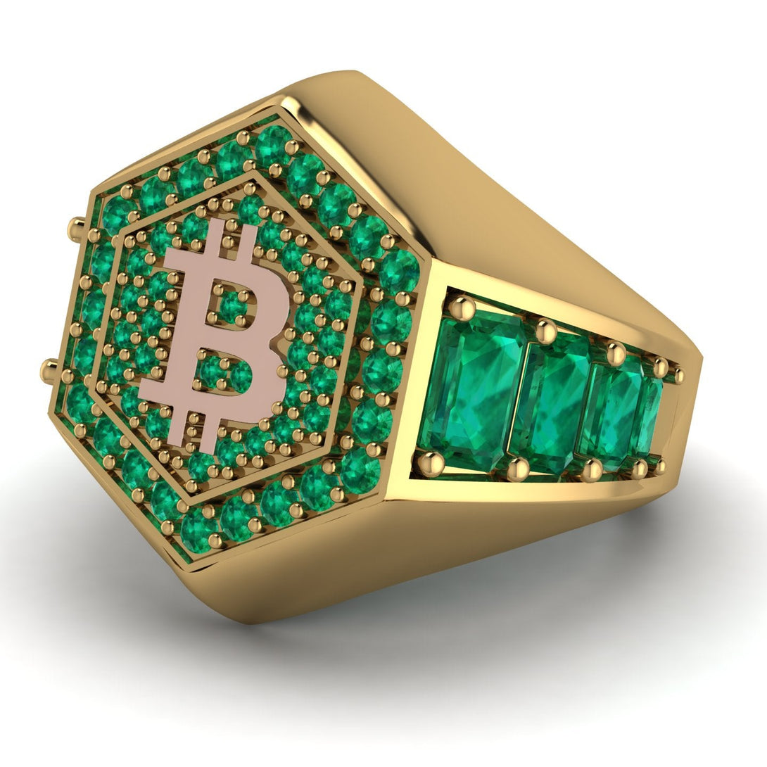 Bitcoin Emerald Signet Ring - Axel No. 13