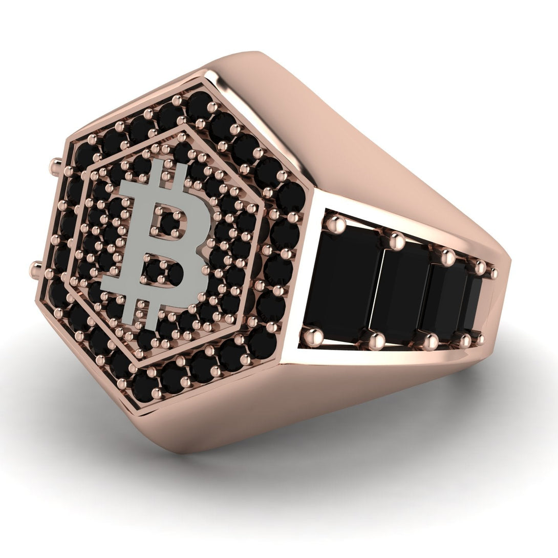 Bitcoin Black Diamond Signet Ring - Axel No. 26