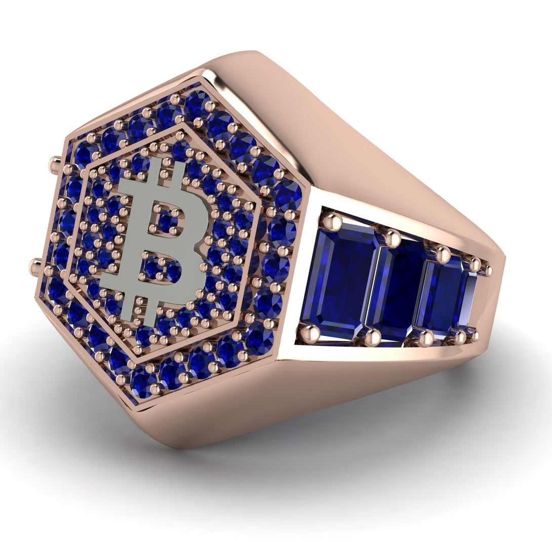 Bitcoin Sapphire Signet Ring - Axel No. 44