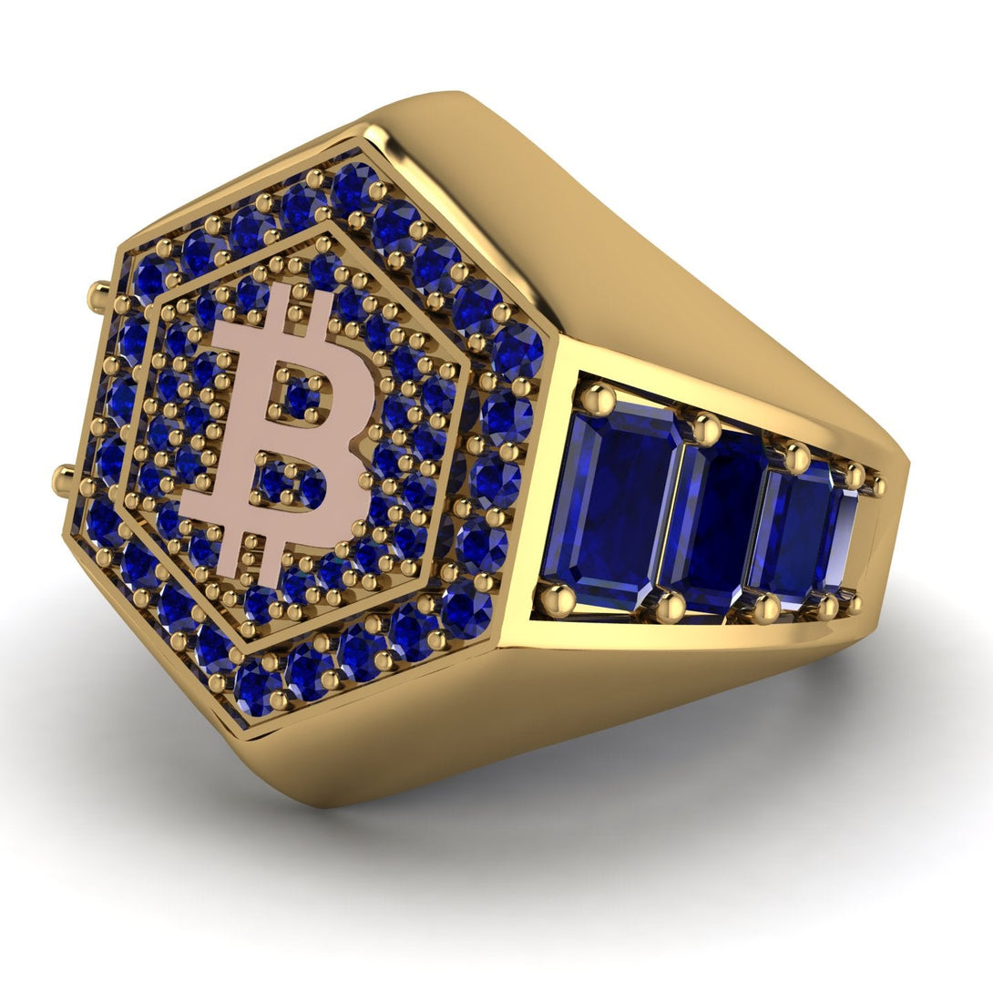 Bitcoin Sapphire Signet Ring - Axel No. 40