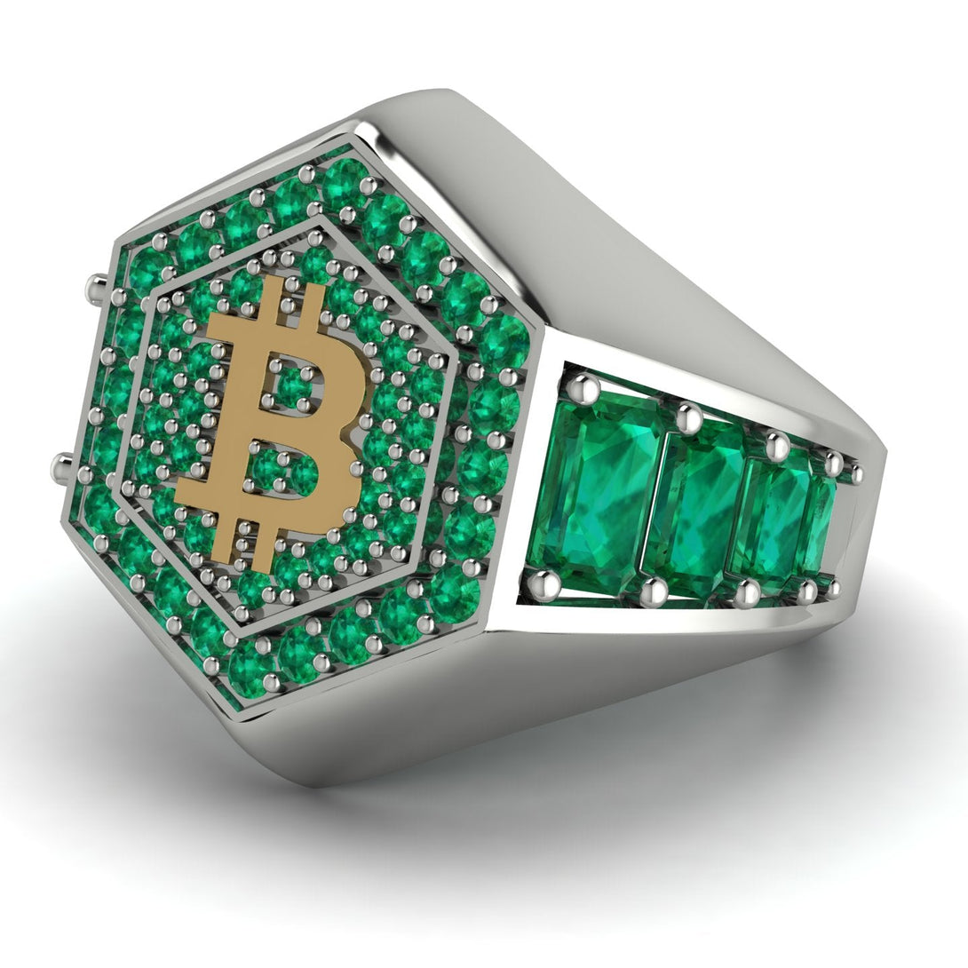 Bitcoin Emerald Signet Ring - Axel No. 12
