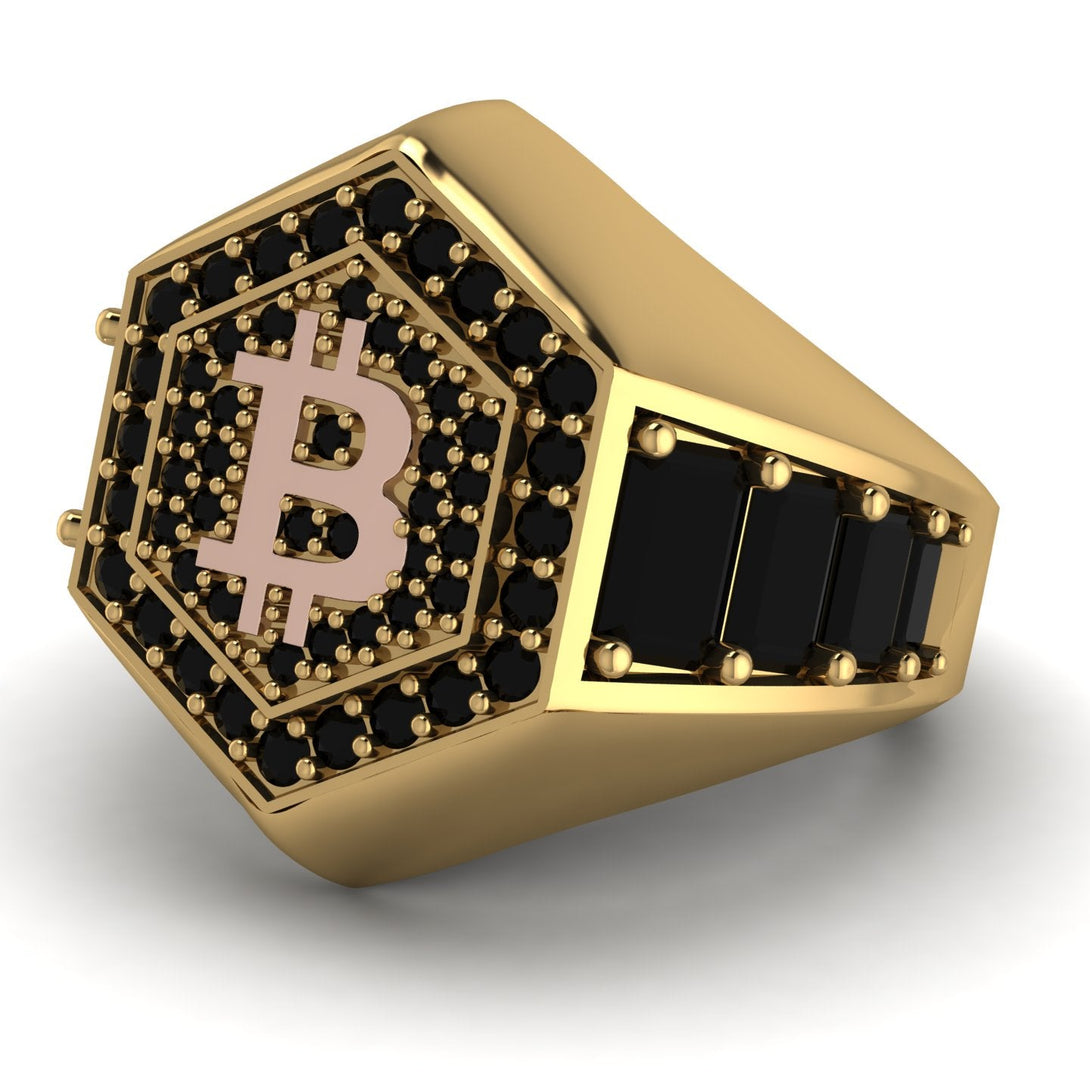 Bitcoin Black Diamond Signet Ring - Axel No. 22