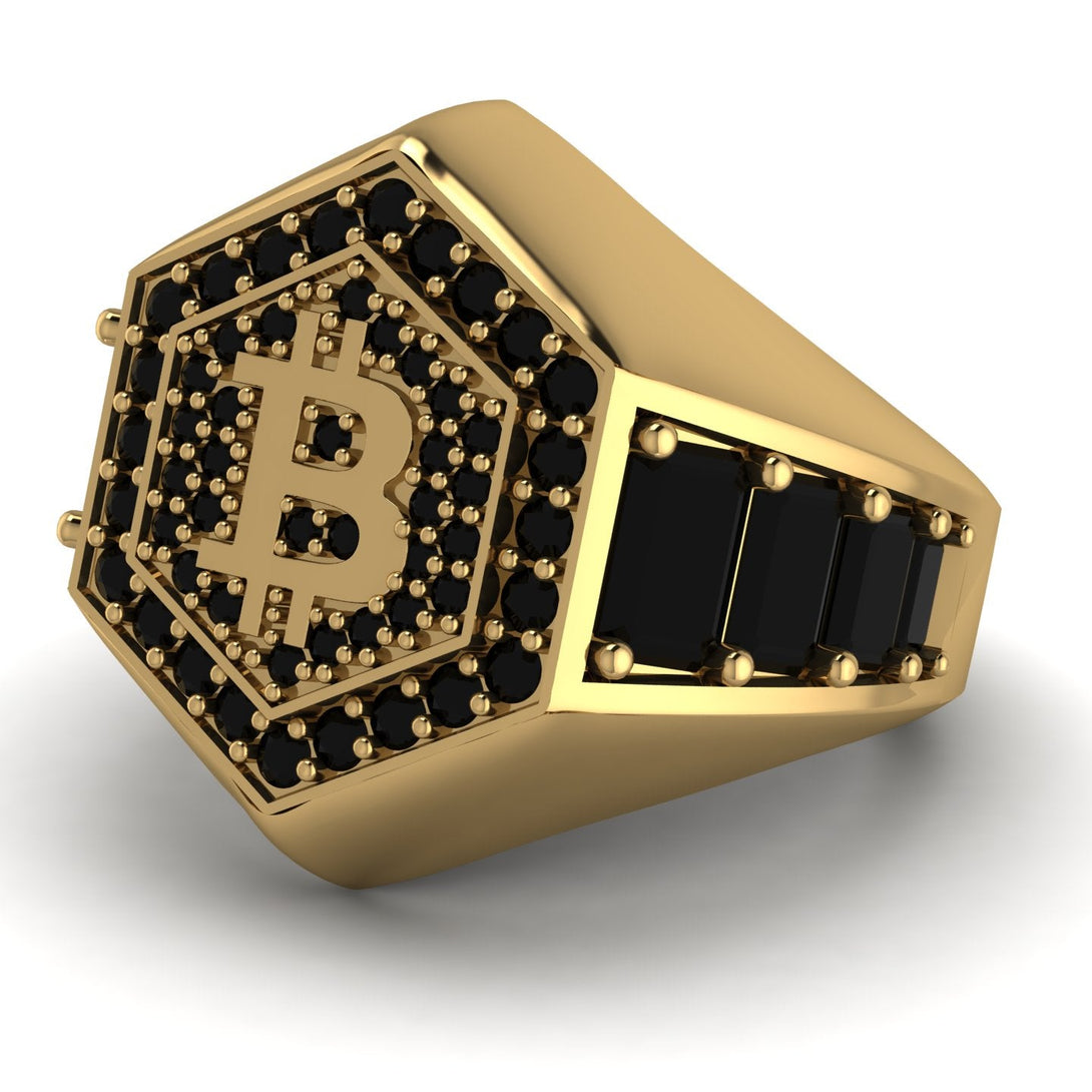 Bitcoin Black Diamond Signet Ring - Axel No. 19
