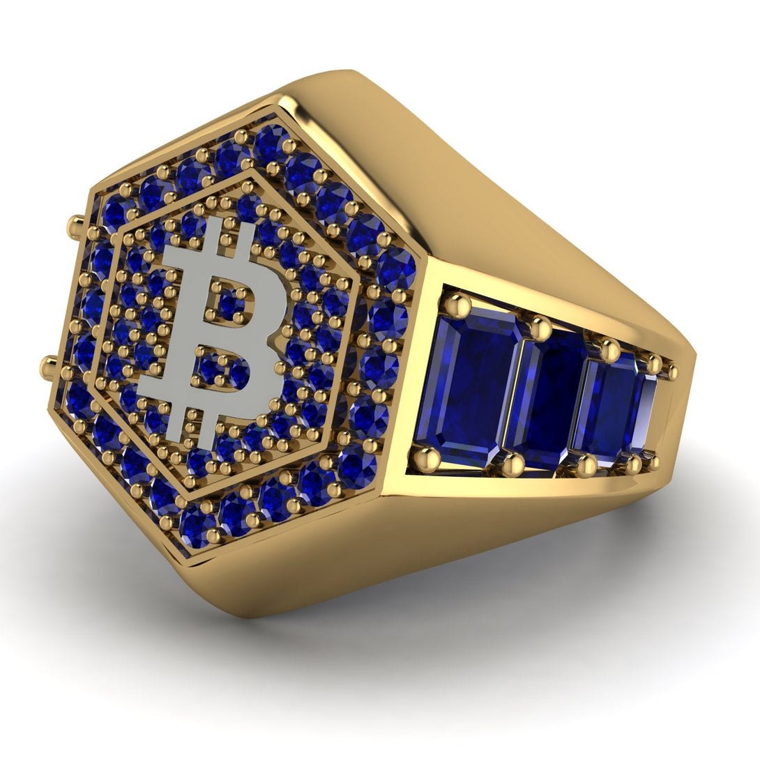 Bitcoin Sapphire Signet Ring - Axel No. 43