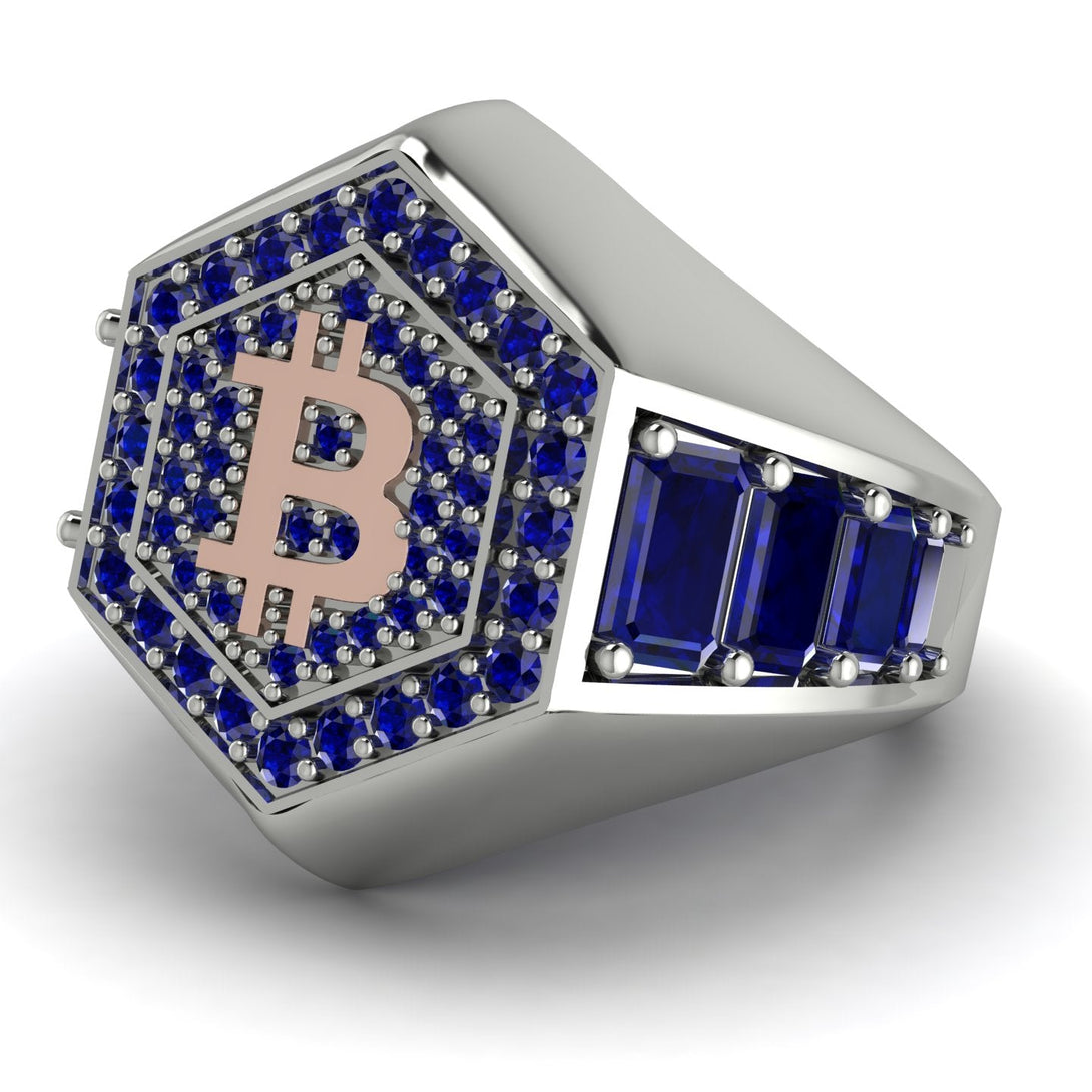 Bitcoin Sapphire Signet Ring - Axel No. 42