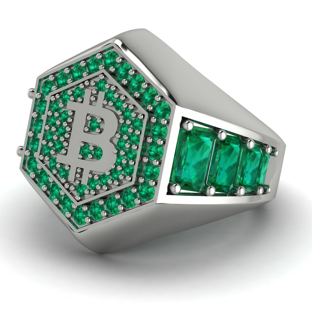 Bitcoin Emerald Signet Ring - Axel No. 18