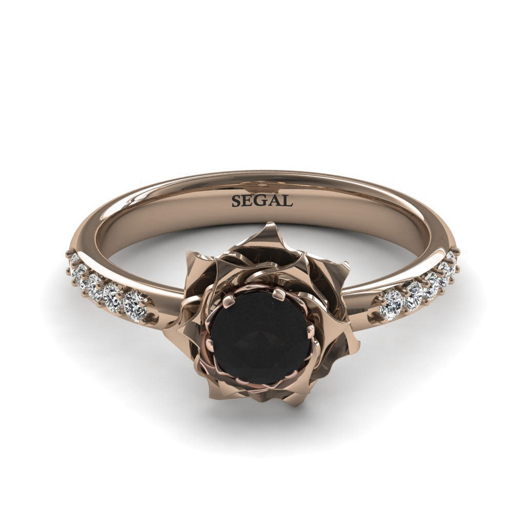 SALE - A lady's Rose Black Moissanite Ring- Elena