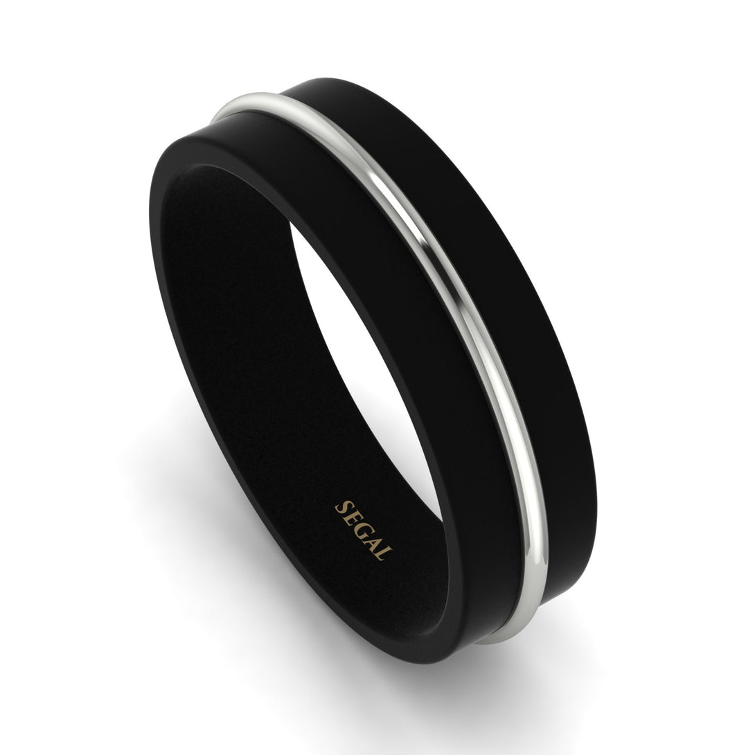 Black Ring With White Gold Line - Jacob No. 3