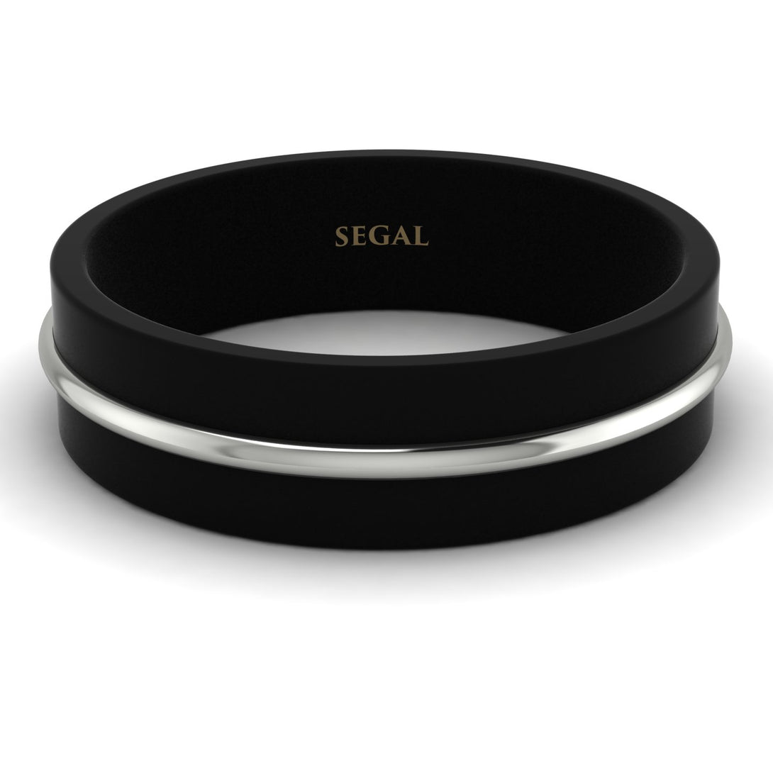 Black Ring With White Gold Line - Jacob No. 3