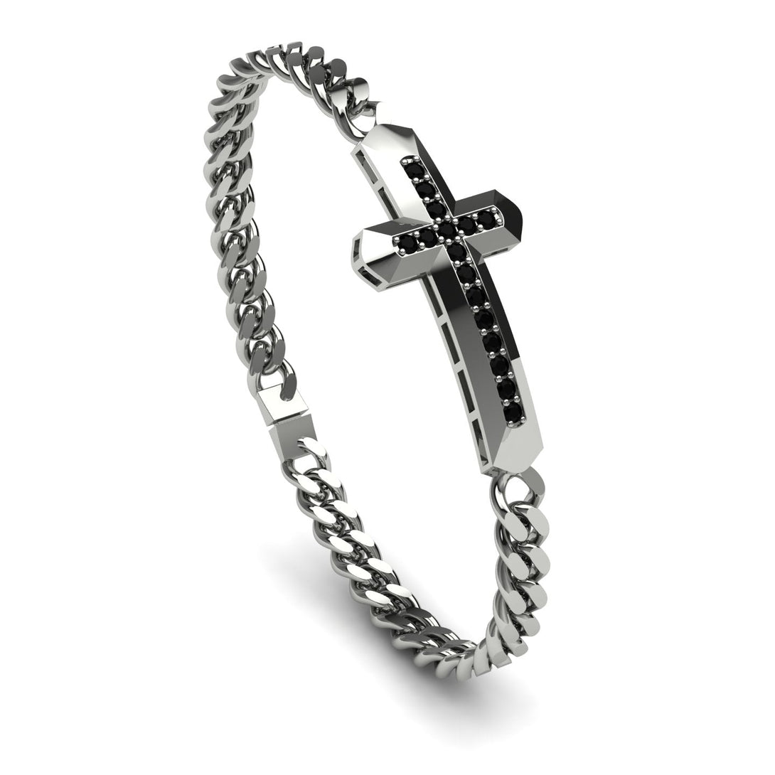 Black Diamond Cross Men Chain Bracelet - Nicholas No. 9