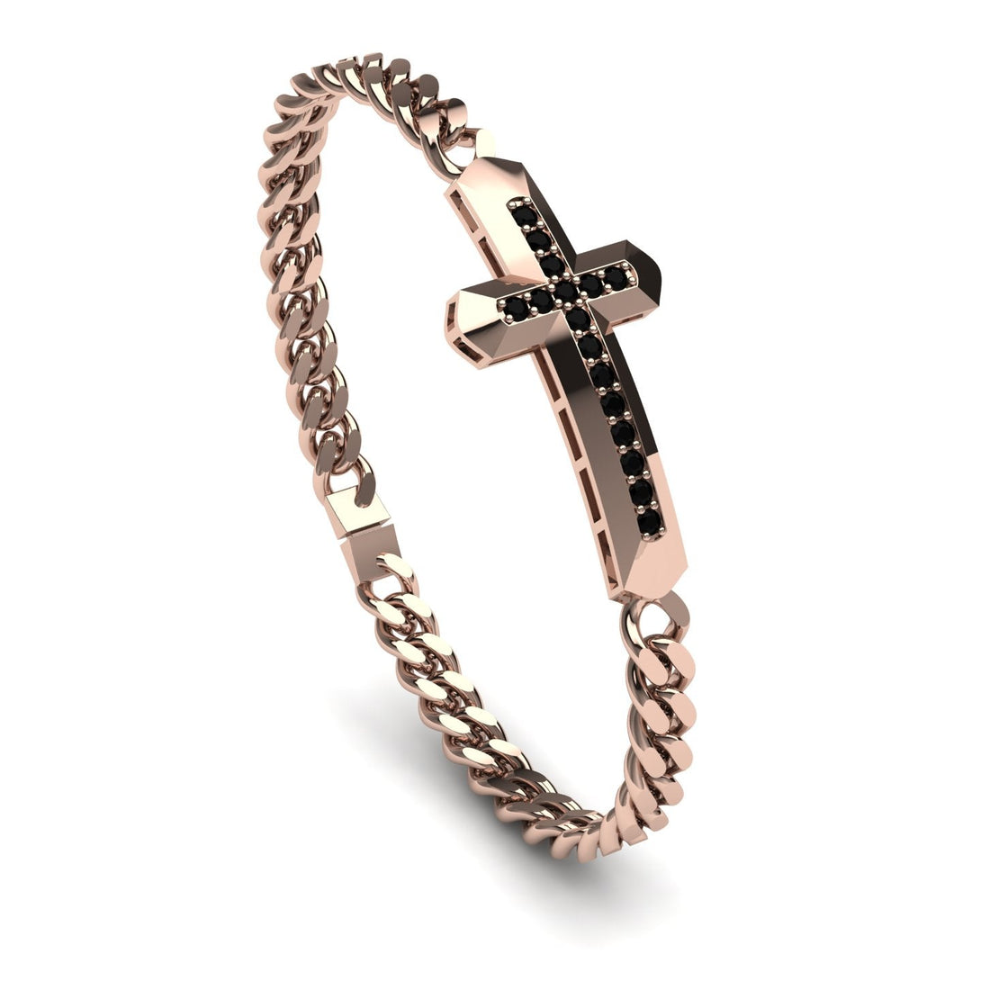 Black Diamond Cross Men Chain Bracelet - Nicholas No. 8
