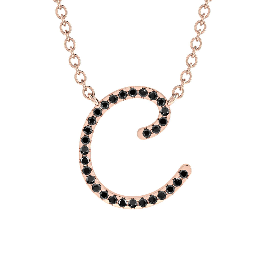 Black Diamond Gold Letter Necklace - С