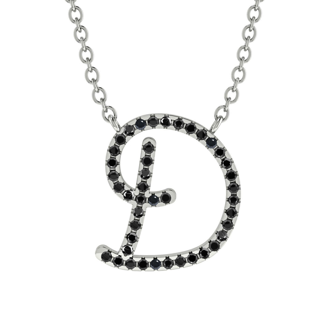 Black Diamond Gold Letter Necklace - D