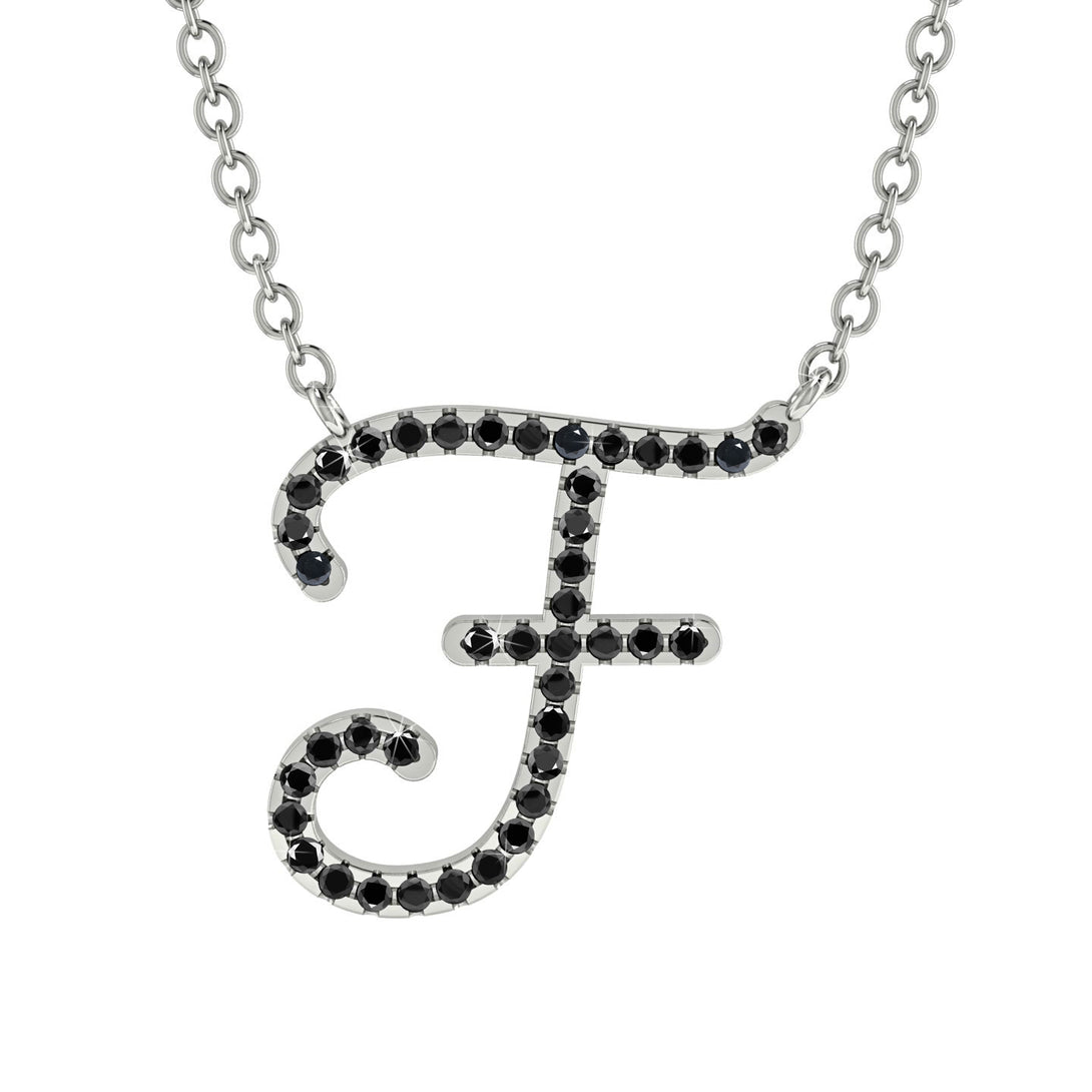 Black Diamond Gold Letter Necklace - F