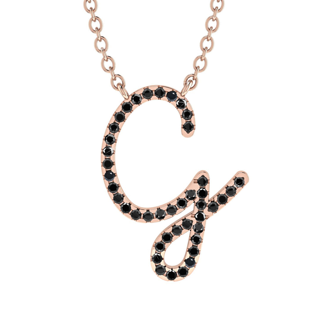 Black Diamond Gold Letter Necklace - G