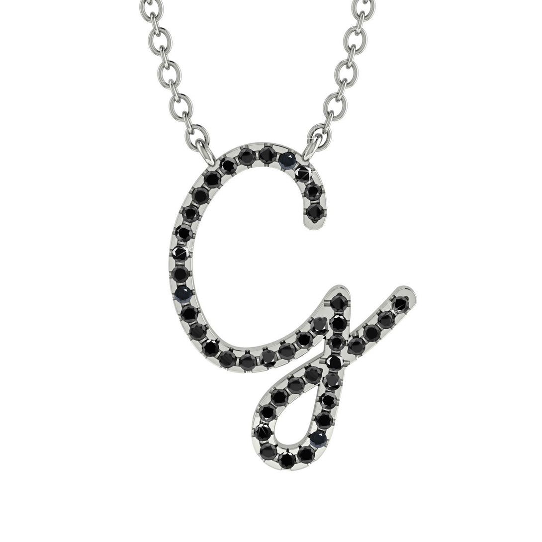 Black Diamond Gold Letter Necklace - G