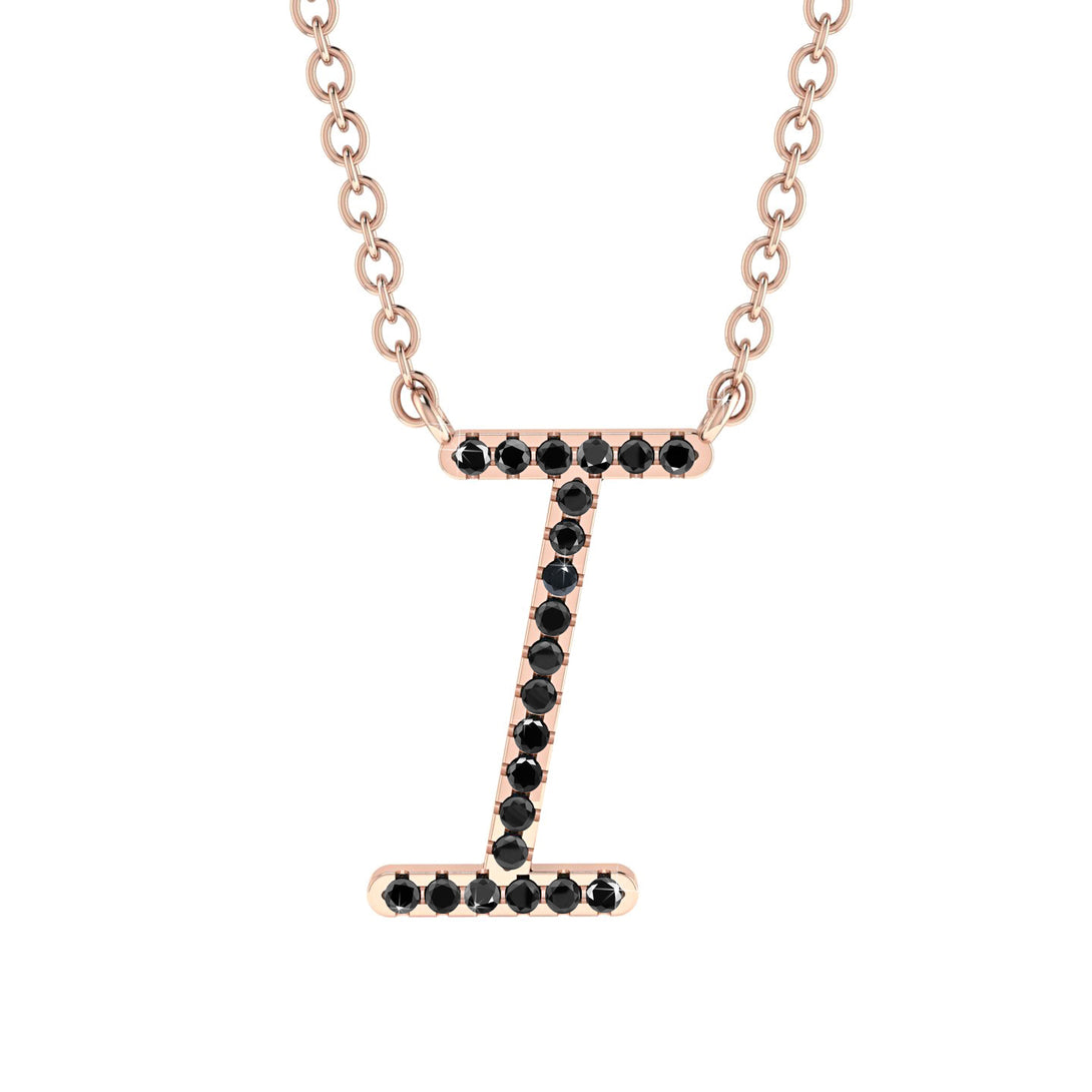 Black Diamond Gold Letter Necklace - I