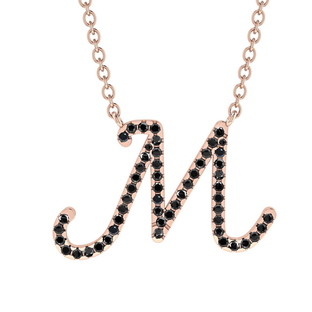 Black Diamond Gold Letter Necklace - M