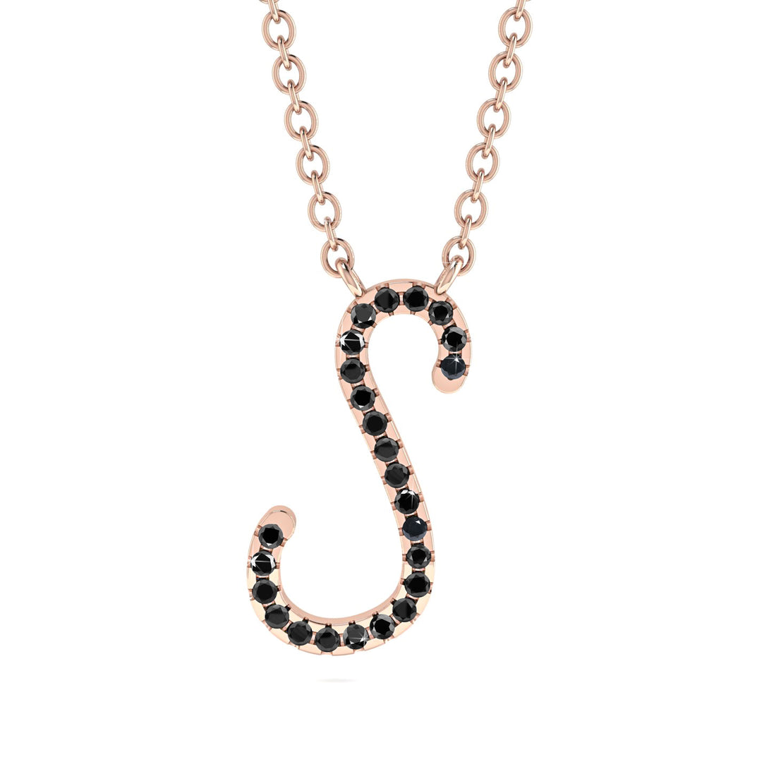 Black Diamond Gold Letter Necklace - S