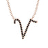 Black Diamond Gold Letter Necklace - V