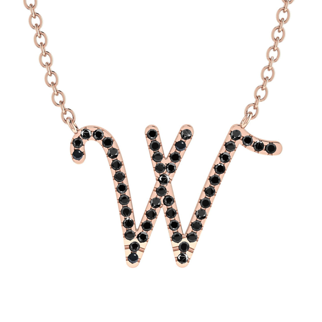 Black Diamond Gold Letter Necklace - W
