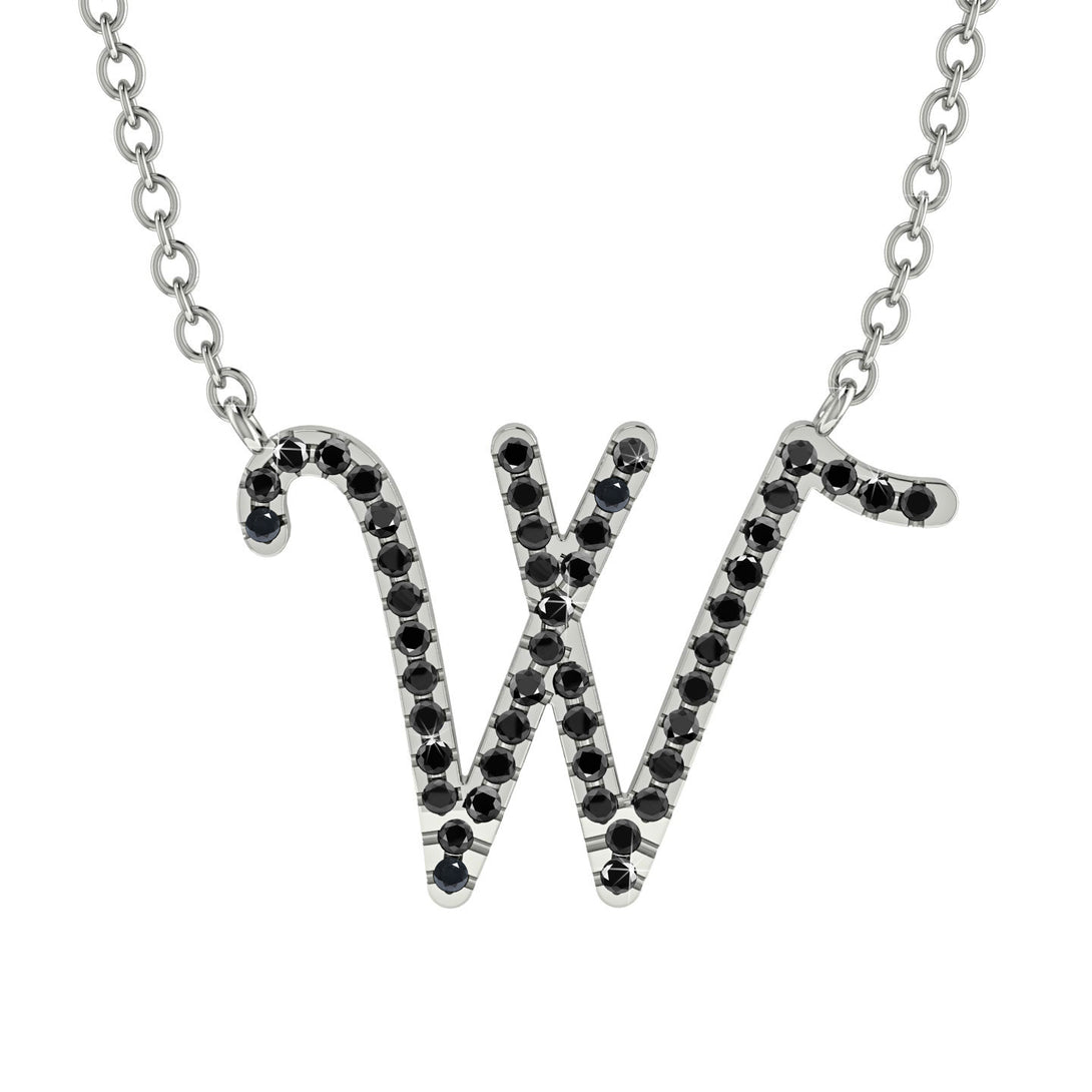 Black Diamond Gold Letter Necklace - W