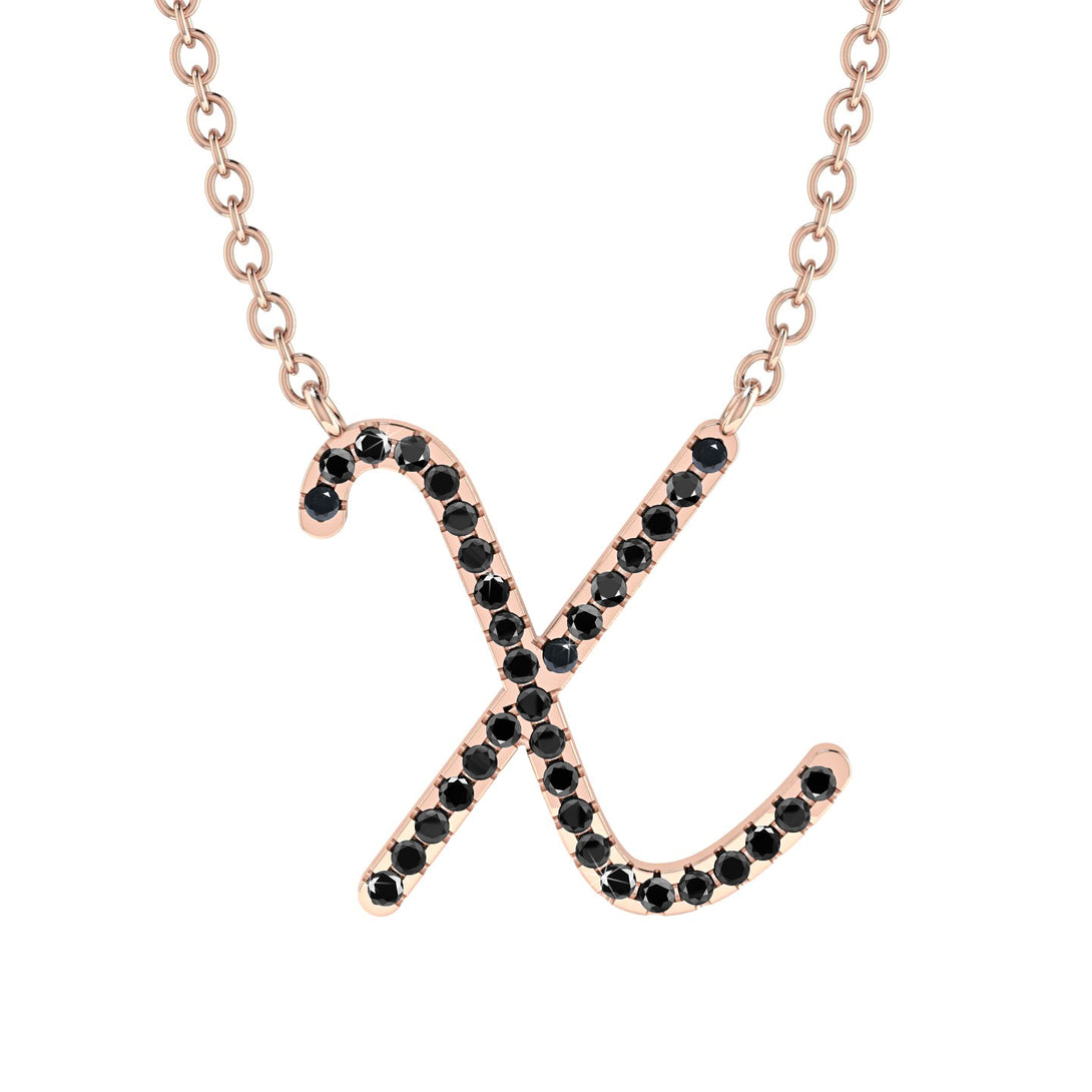 Black Diamond Gold Letter Necklace - X