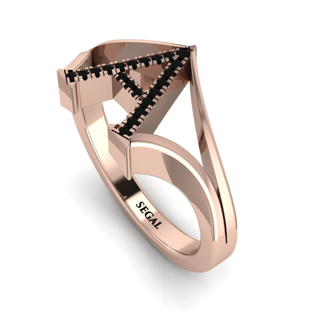 Black Diamond Initial A Ring