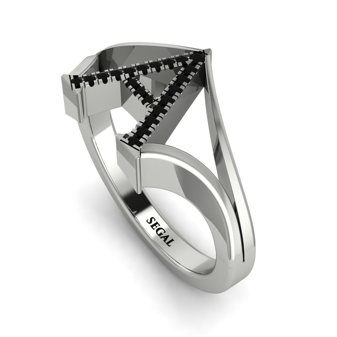 Black Diamond Initial A Ring