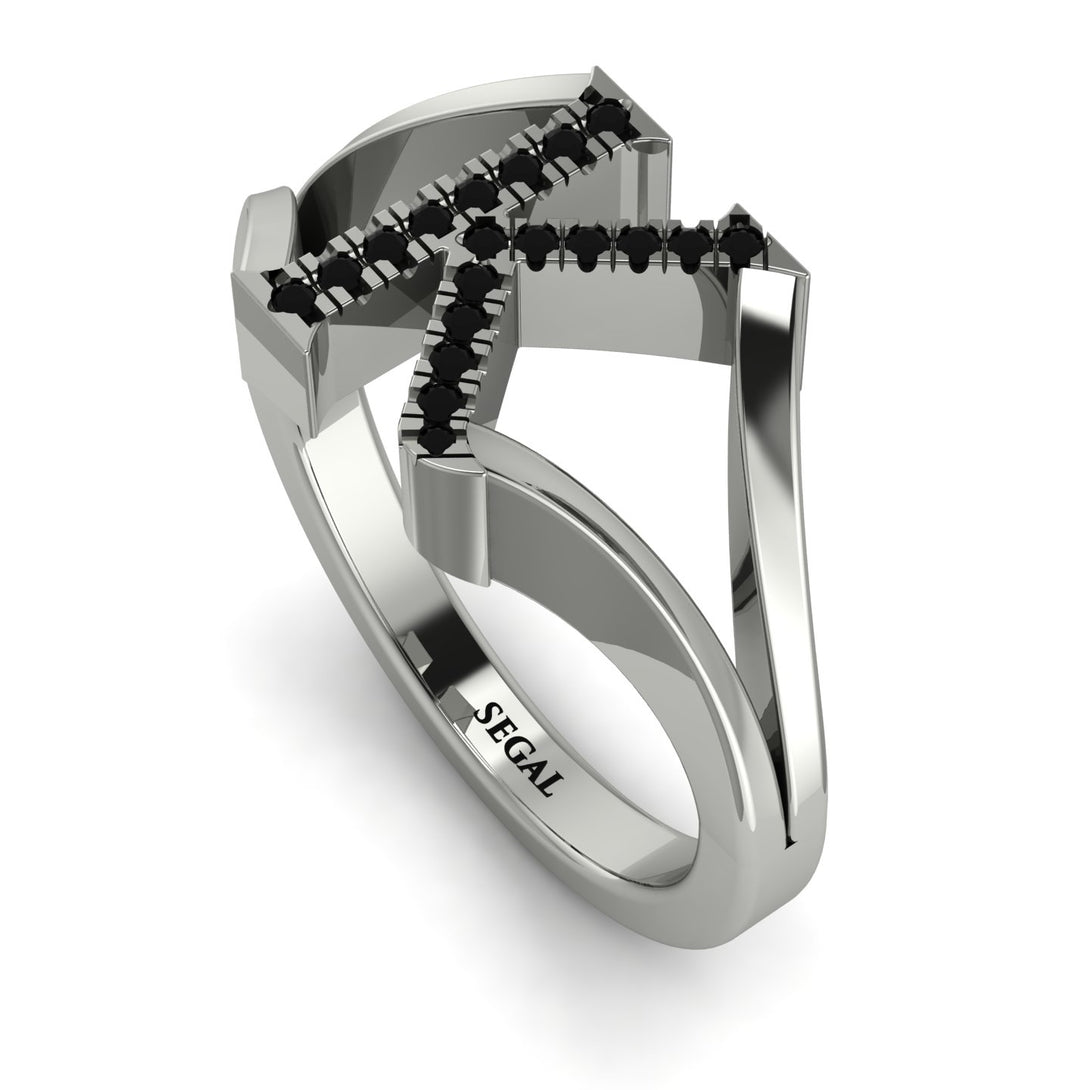 Black Diamond Initial K Ring