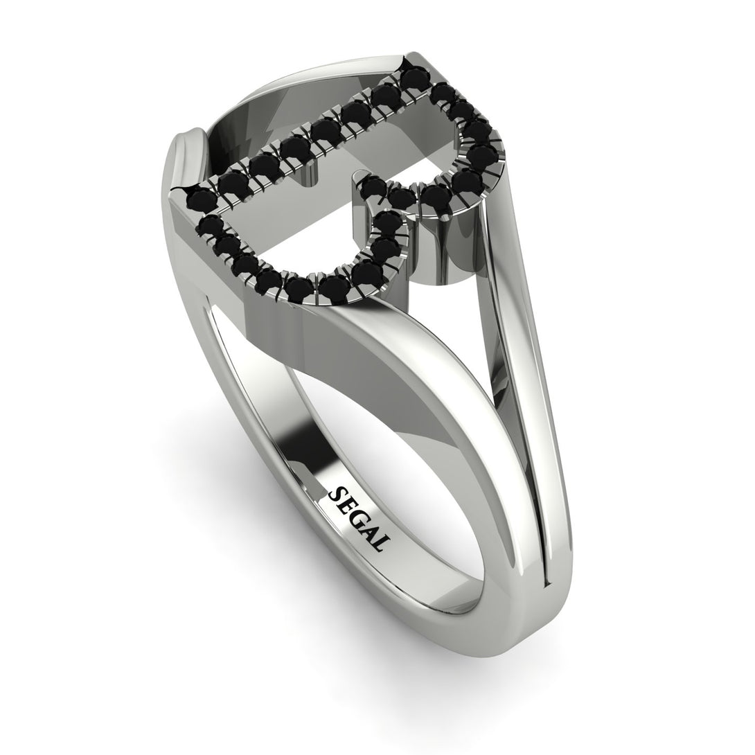 Black Diamond Initial B Ring