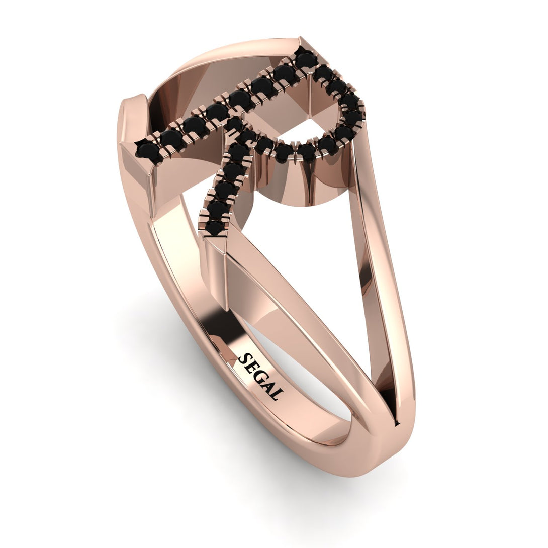 Black Diamond Initial R Ring