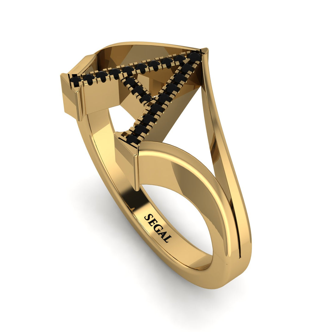 Black Diamond Initial A Ring