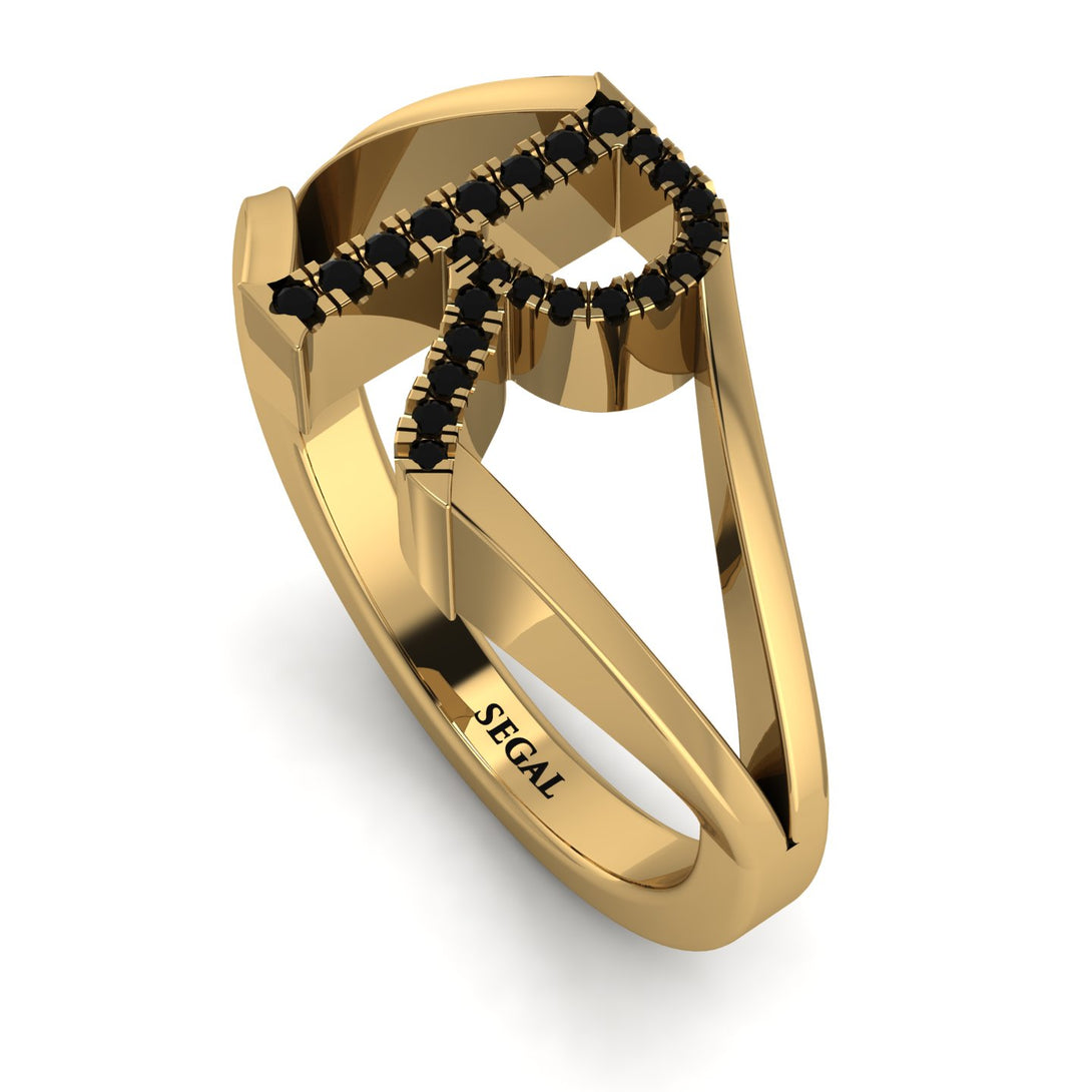 Black Diamond Initial R Ring