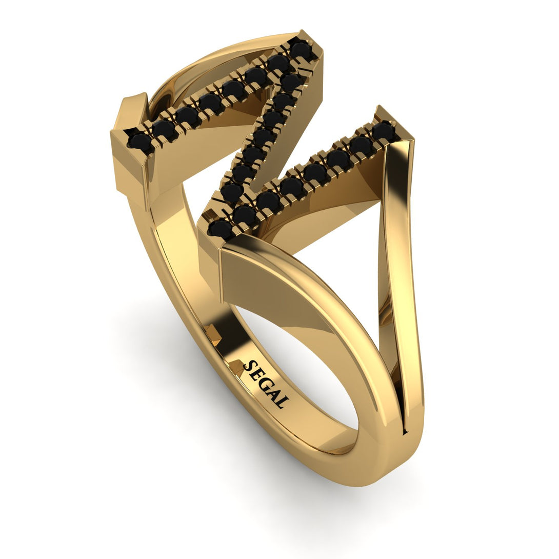 Black Diamond Initial N Ring