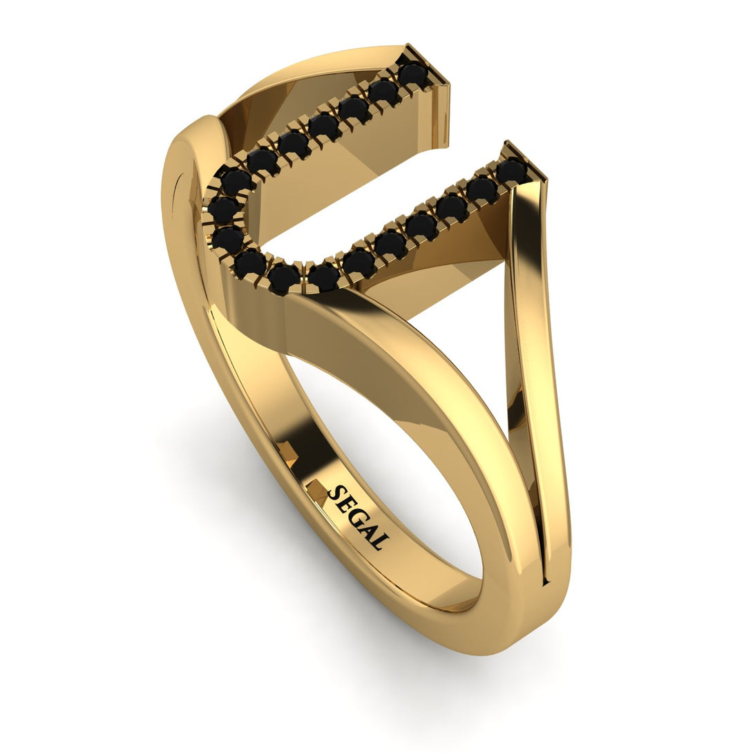 Black Diamond Initial U Ring