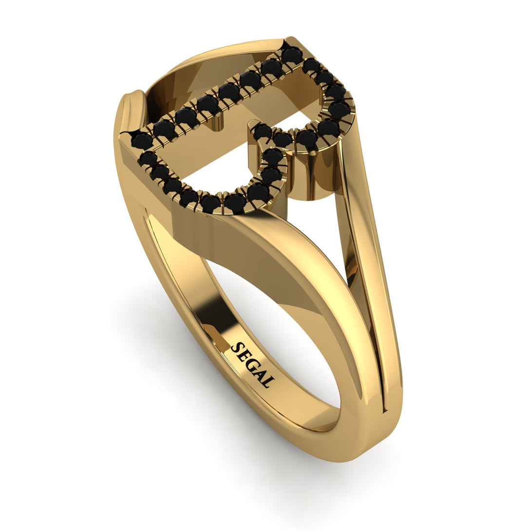 Black Diamond Initial B Ring