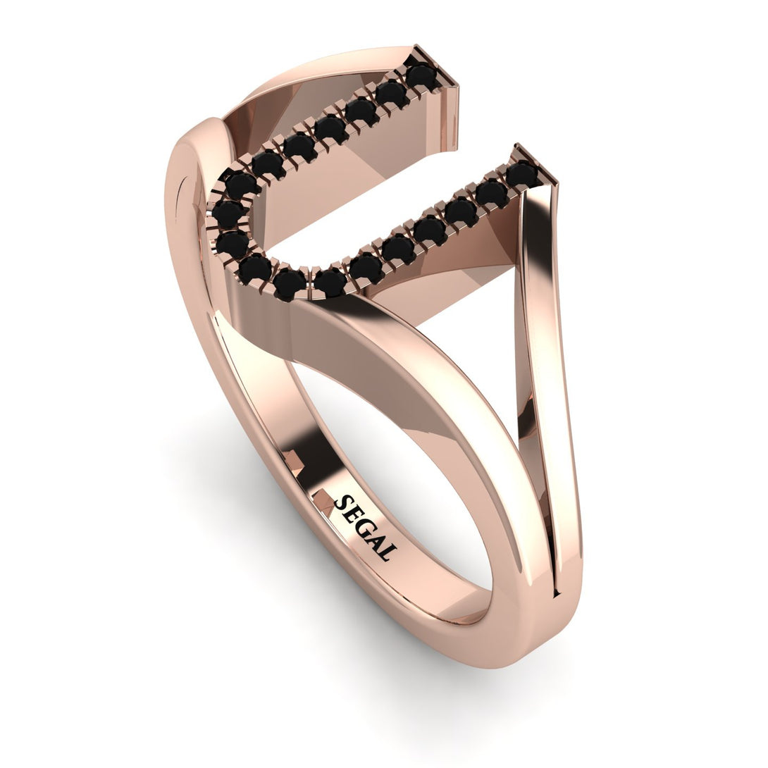 Black Diamond Initial U Ring