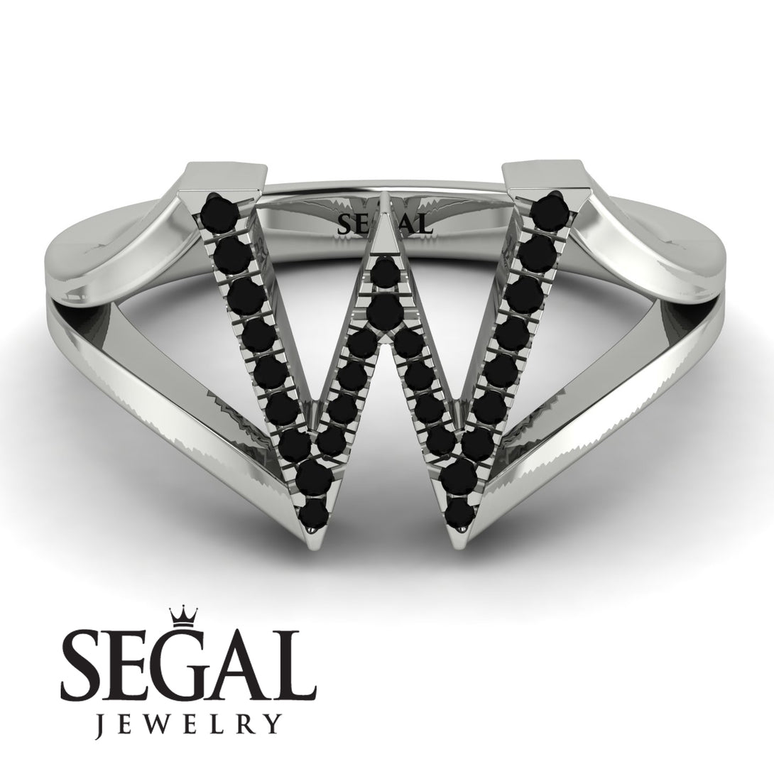 Black Diamond Initial W Ring