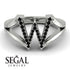 Black Diamond Initial W Ring