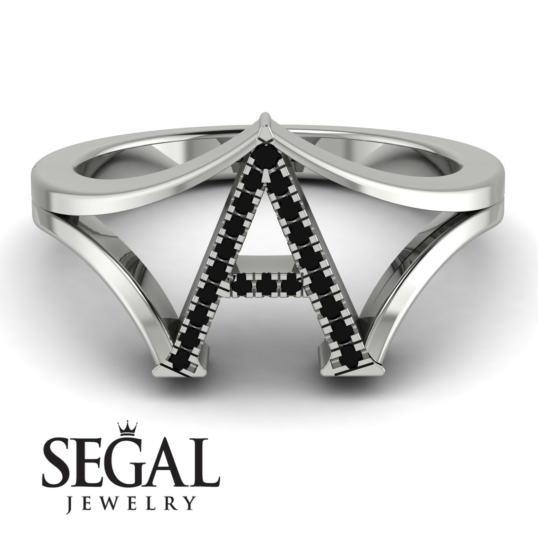Black Diamond Initial A Ring
