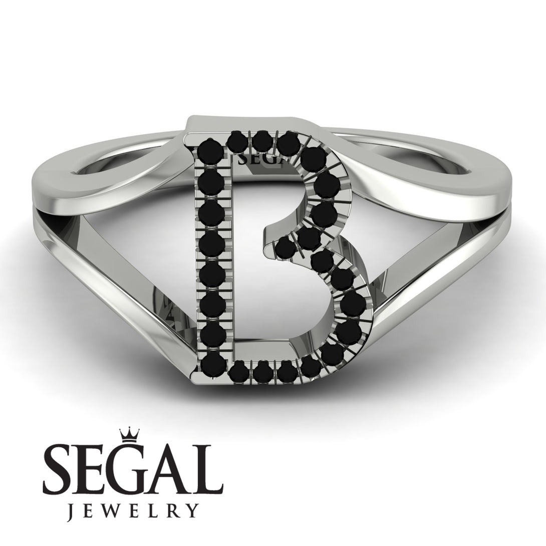 Black Diamond Initial B Ring