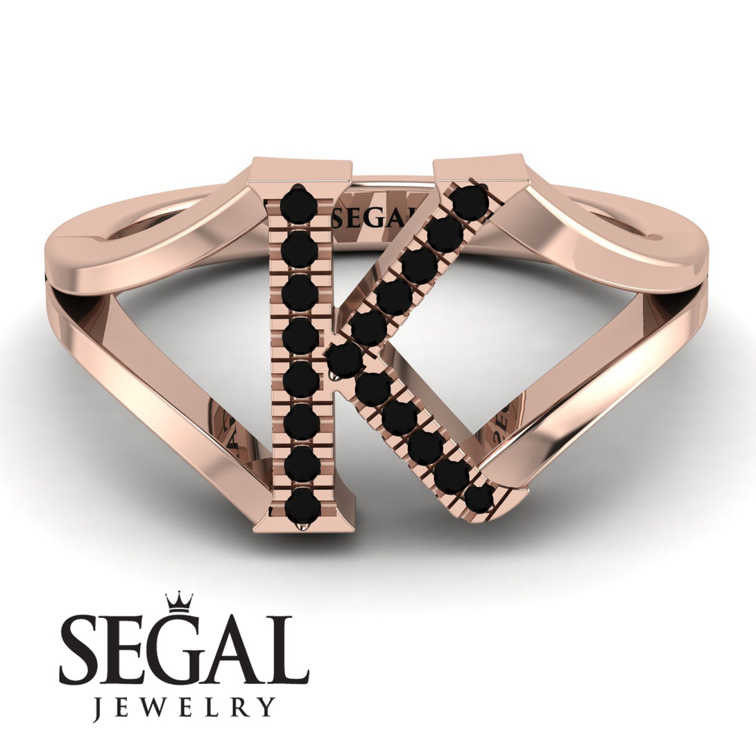 Black Diamond Initial K Ring
