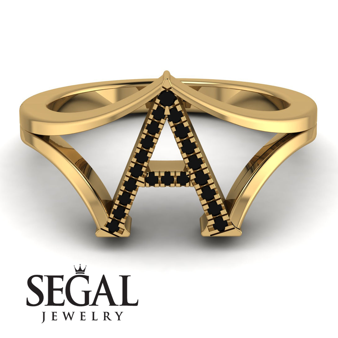 Black Diamond Initial A Ring